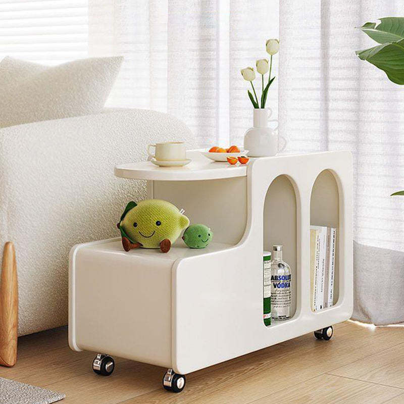 Nordic Cream Rock Slab 1-Drawer Rectangular Side Table
