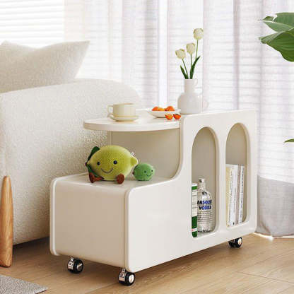 Nordic Cream Rock Slab 1-Drawer Rectangular Side Table