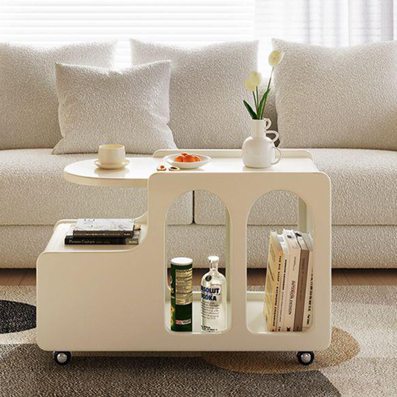 Nordic Cream Rock Slab 1-Drawer Rectangular Side Table