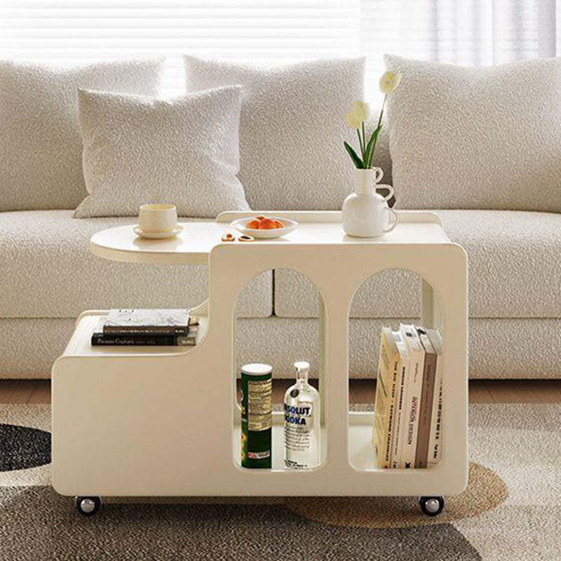 Nordic Cream Rock Slab 1-Drawer Rectangular Side Table