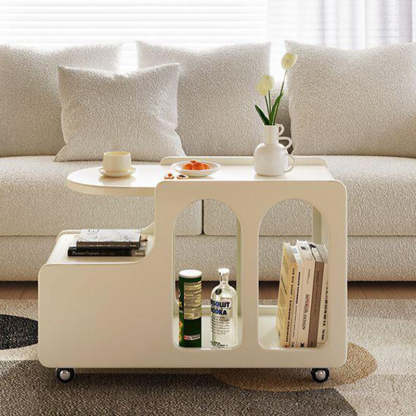 Nordic Cream Rock Slab 1-Drawer Rectangular Side Table