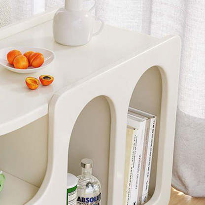 Nordic Cream Rock Slab 1-Drawer Rectangular Side Table