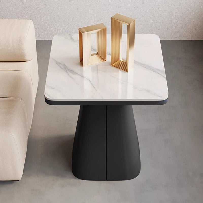 Minimalist Cone Iron Rock Slab Side Table — Gold Base + Marble White Board
