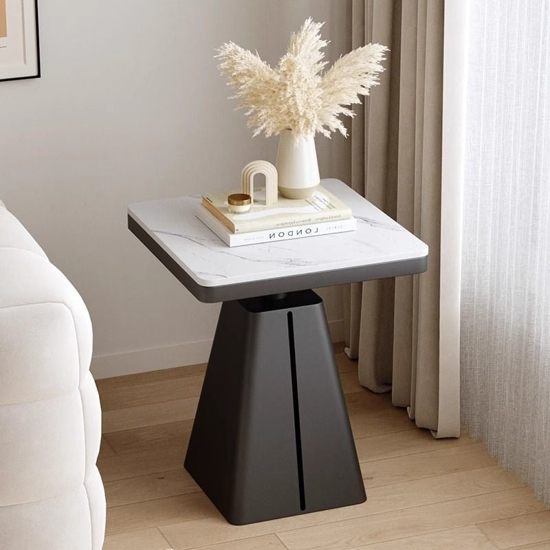 Minimalist Cone Iron Rock Slab Side Table
