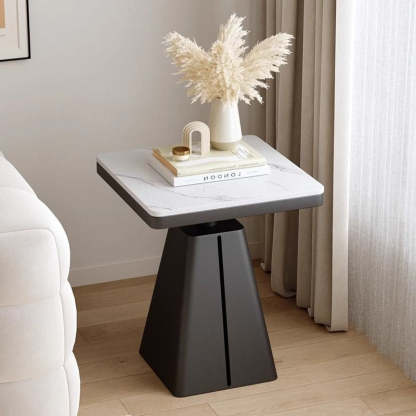 Minimalist Cone Iron Rock Slab Side Table