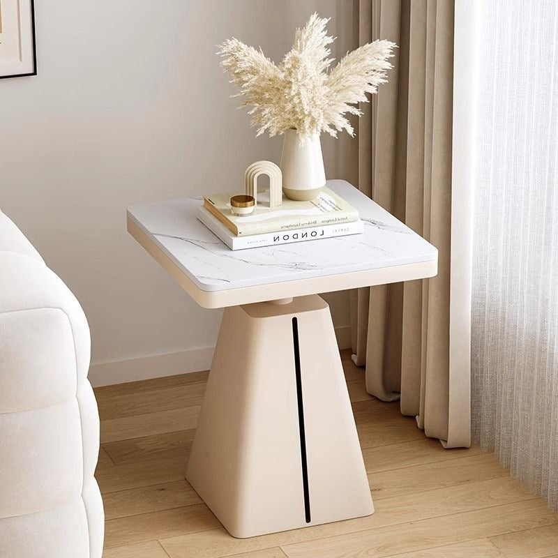 Minimalist Cone Iron Rock Slab Side Table