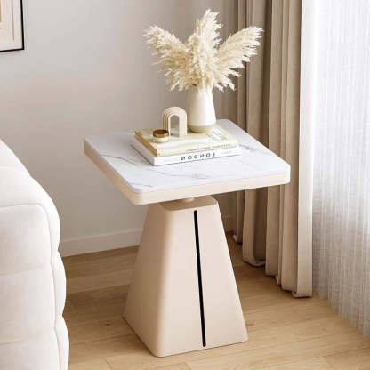 Minimalist Cone Iron Rock Slab Side Table
