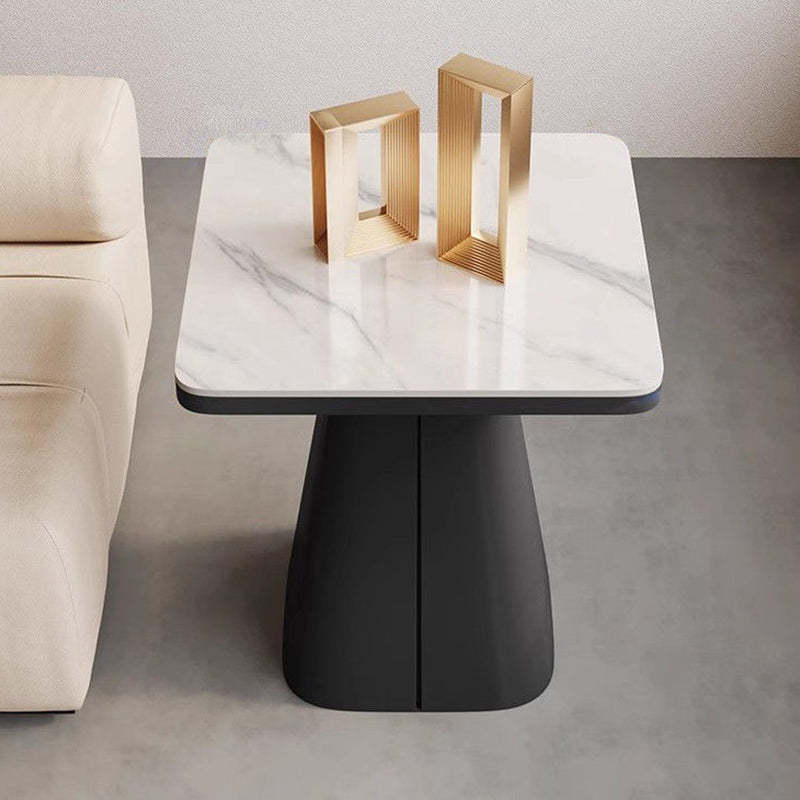 Minimalist Cone Iron Rock Slab Side Table — Gold Base + Marble White Board