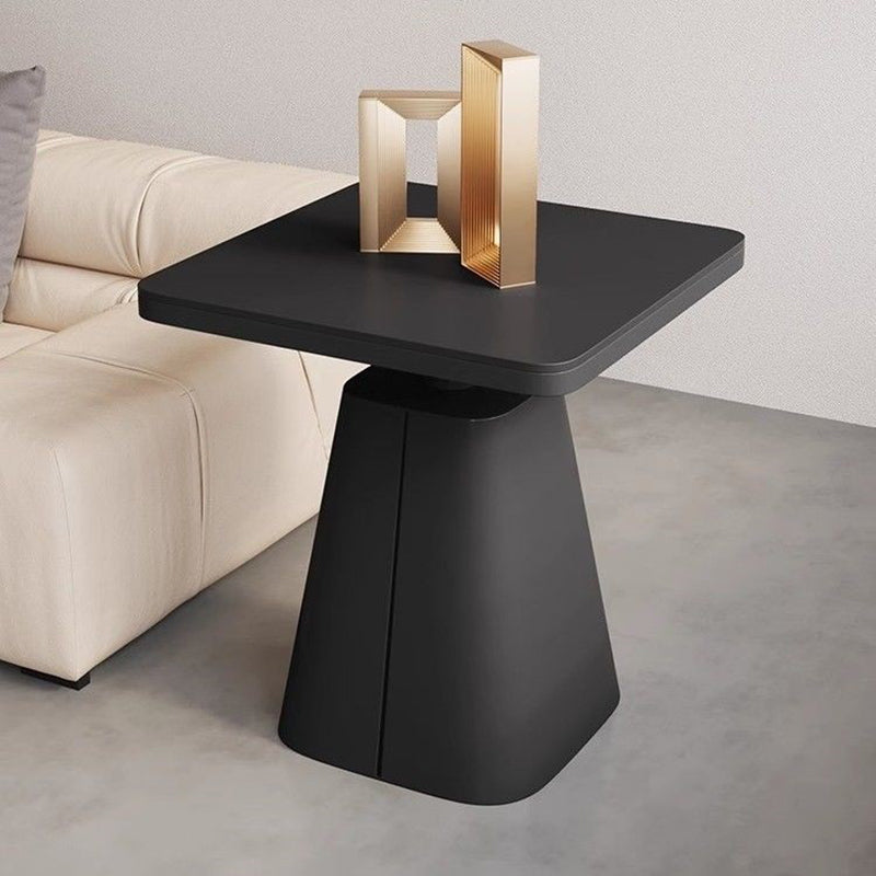Minimalist Cone Iron Rock Slab Side Table — Apricot Color Base + Marble White Board