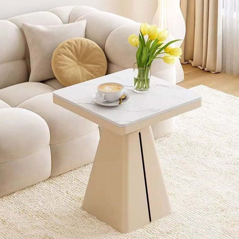 Minimalist Cone Iron Rock Slab Side Table