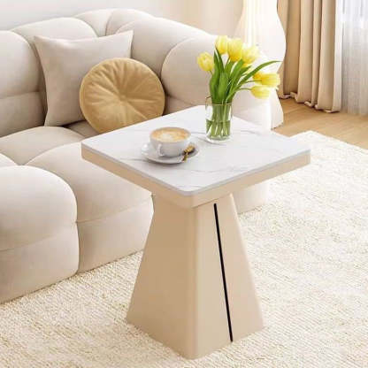 Minimalist Cone Iron Rock Slab Side Table
