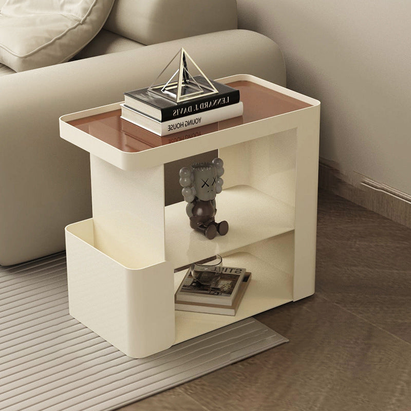 Minimalist Iron Glass 3-Tier Side Table