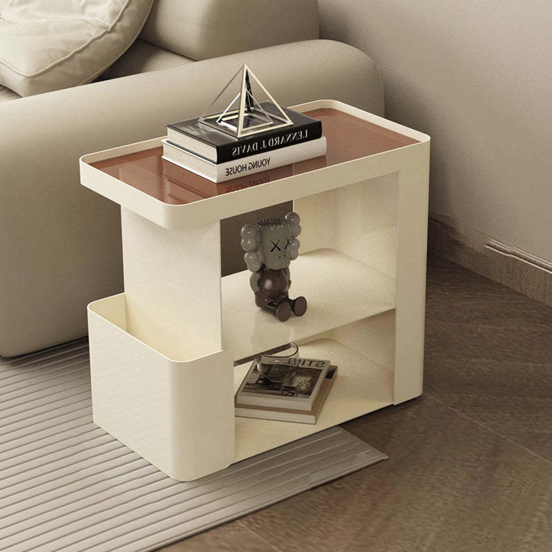 Minimalist Iron Glass 3-Tier Side Table