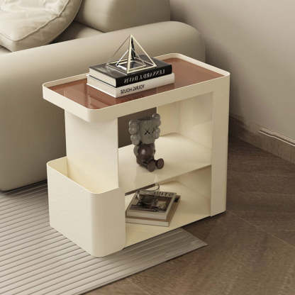 Minimalist Iron Glass 3-Tier Side Table