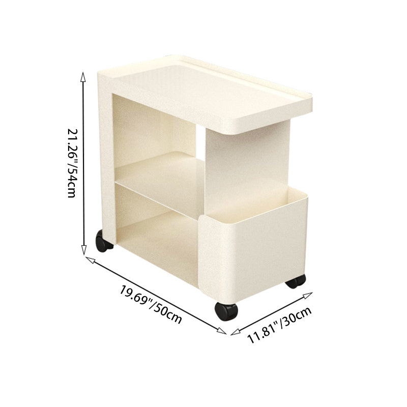 Minimalist Iron Glass 3-Tier Side Table — Iron / Black With Wheel