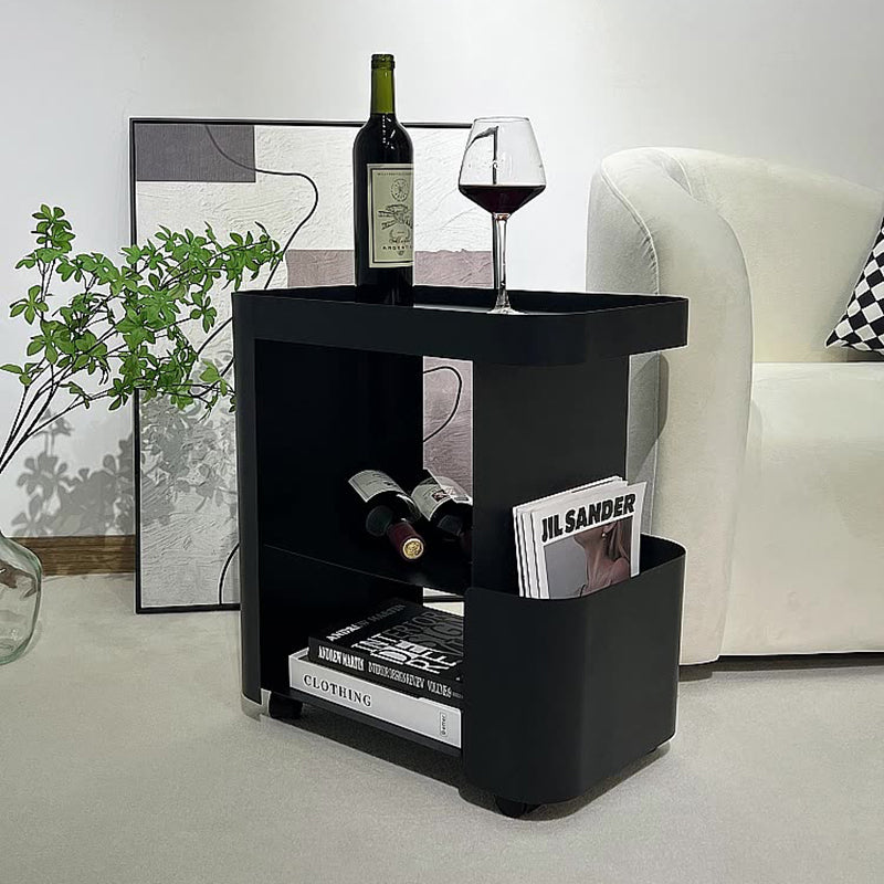 Minimalist Iron Glass 3-Tier Side Table