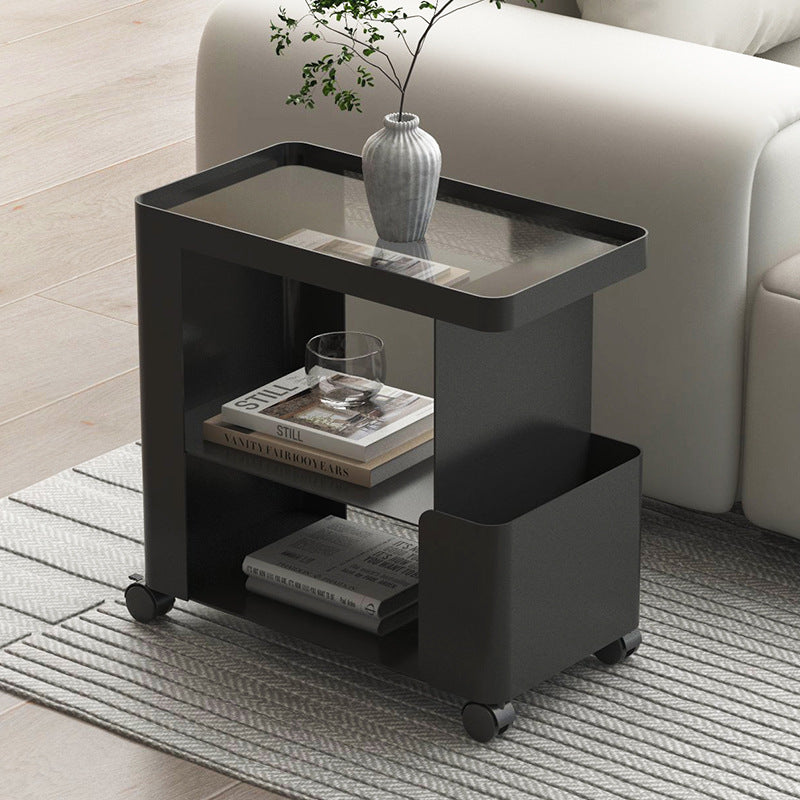 Minimalist Iron Glass 3-Tier Side Table