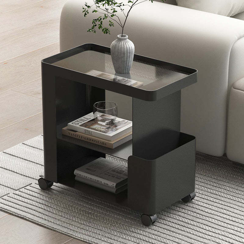 Minimalist Iron Glass 3-Tier Side Table