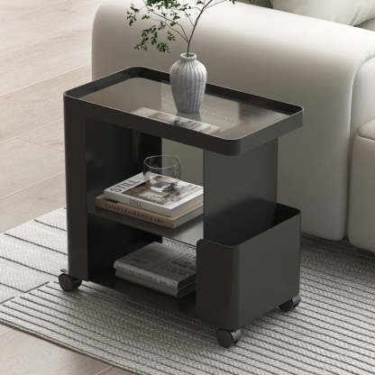 Minimalist Iron Glass 3-Tier Side Table
