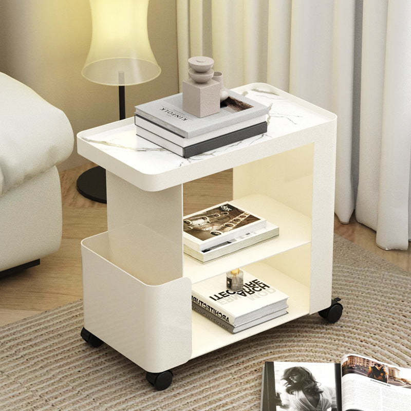 Minimalist Iron Glass 3-Tier Side Table