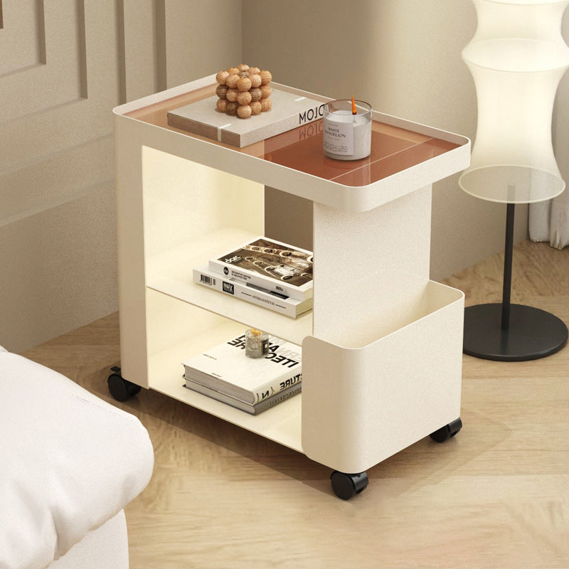 Minimalist Iron Glass 3-Tier Side Table