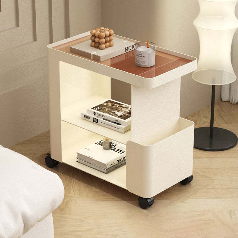 Minimalist Iron Glass 3-Tier Side Table
