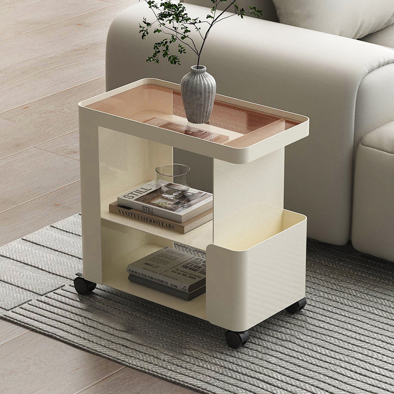 Minimalist Iron Glass 3-Tier Side Table