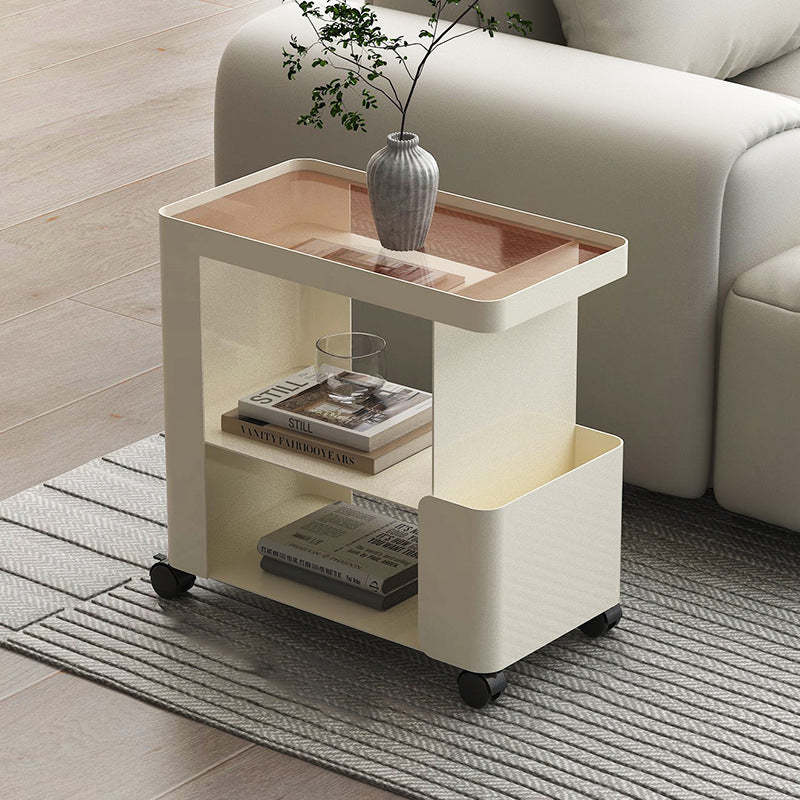 Minimalist Iron Glass 3-Tier Side Table