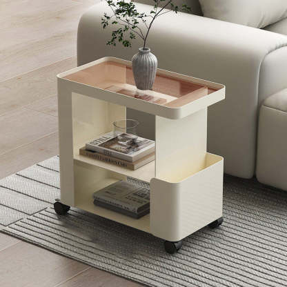 Minimalist Iron Glass 3-Tier Side Table