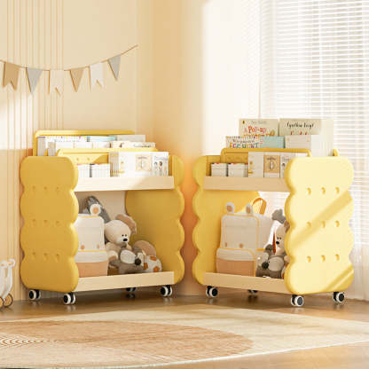 Cartoon Kids Cheese Cookies 2-Tier Bookshelves — Two Short Partitions