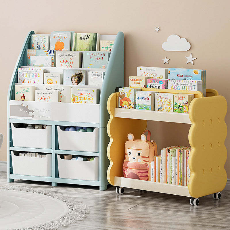 Cartoon Kids Cheese Cookies 2-Tier Bookshelves — Two Short Partitions + One Tall Partition