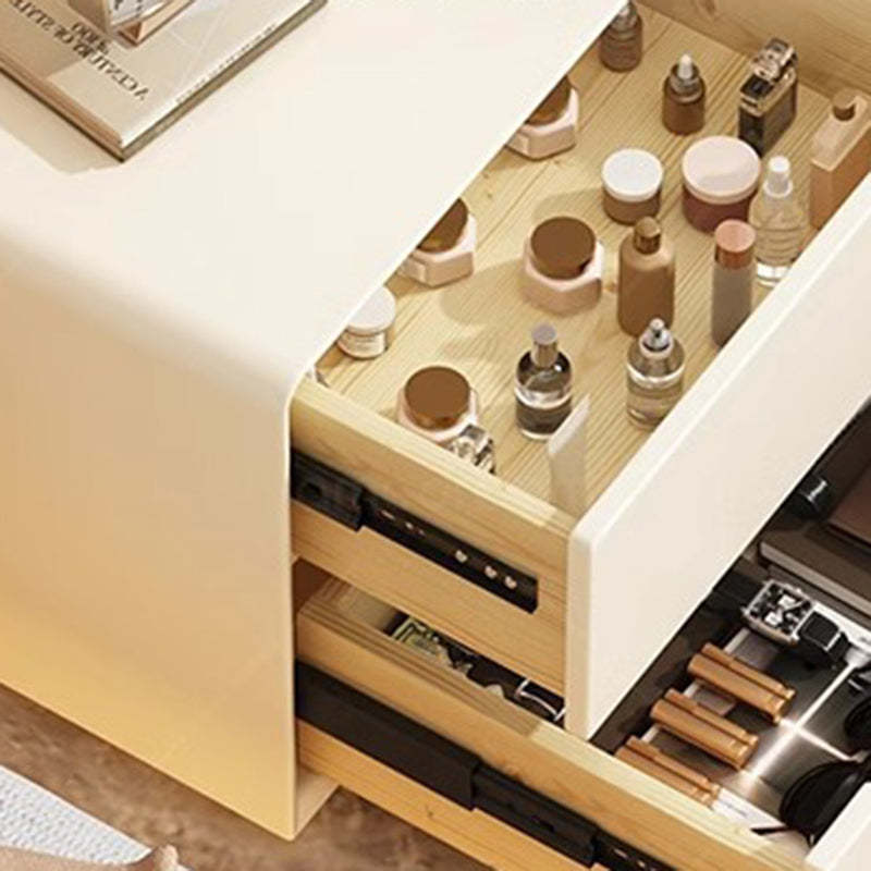Minimalist Wood Leather 2-Drawer Nightstand — Gray