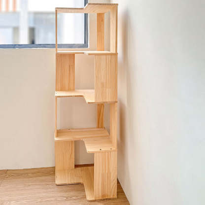 Minimalist Corner Wood 4/5-Shelf Bookshelf