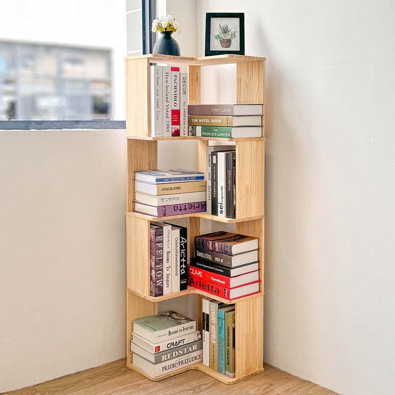 Minimalist Corner Wood 4/5-Shelf Bookshelf — 5 - Small