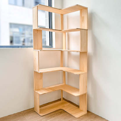 Minimalist Corner Wood 4/5-Shelf Bookshelf