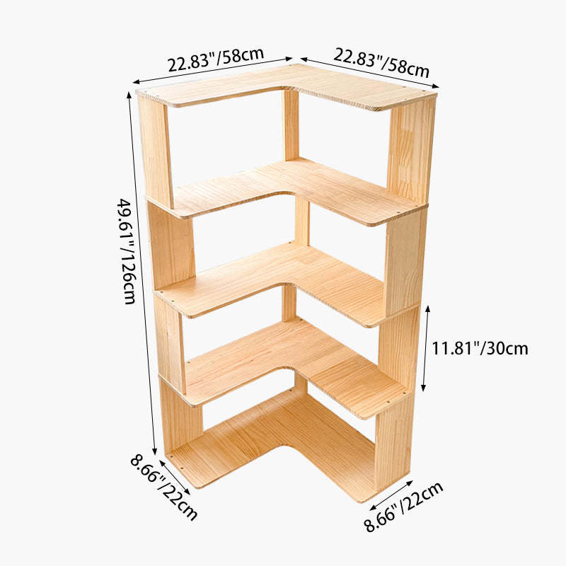 Minimalist Corner Wood 4/5-Shelf Bookshelf