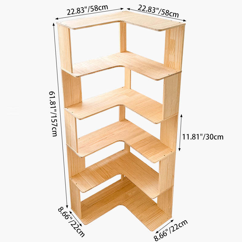 Minimalist Corner Wood 4/5-Shelf Bookshelf