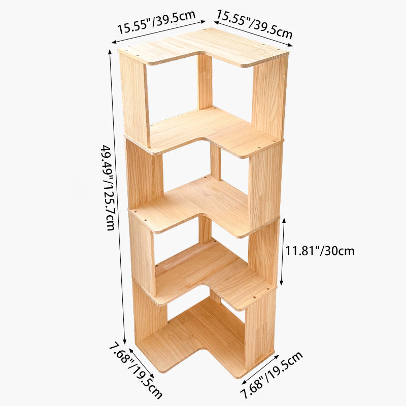 Minimalist Corner Wood 4/5-Shelf Bookshelf — 5 - Large
