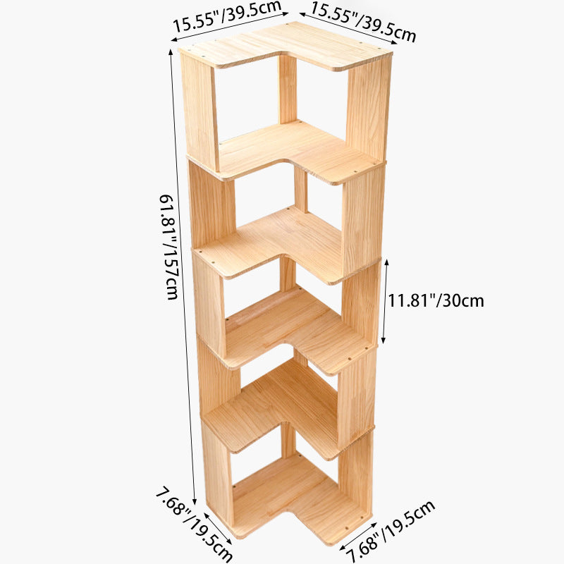 Minimalist Corner Wood 4/5-Shelf Bookshelf