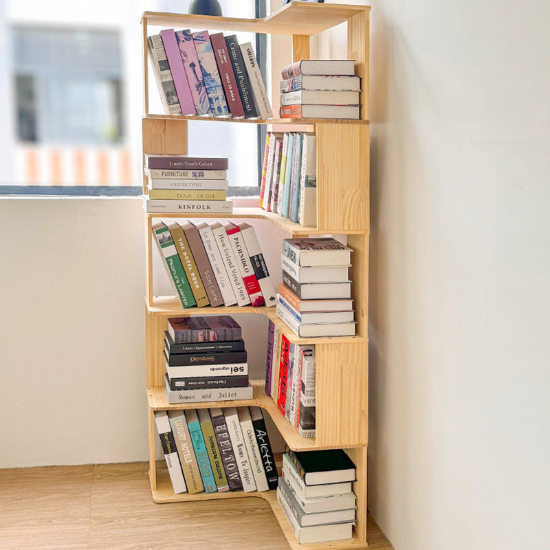Minimalist Corner Wood 4/5-Shelf Bookshelf — 4 - Large