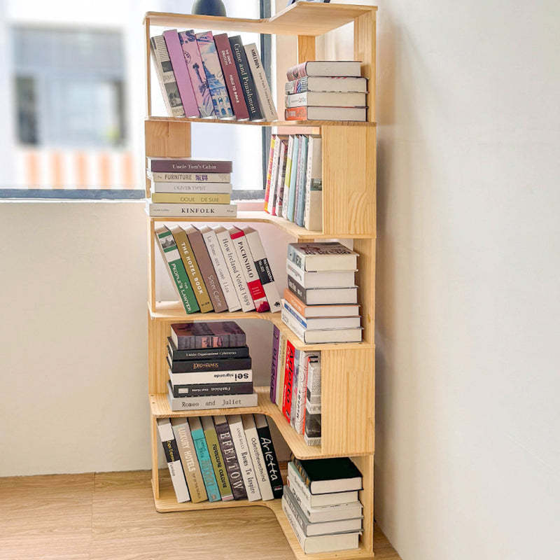Minimalist Corner Wood 4/5-Shelf Bookshelf — 4 - Large