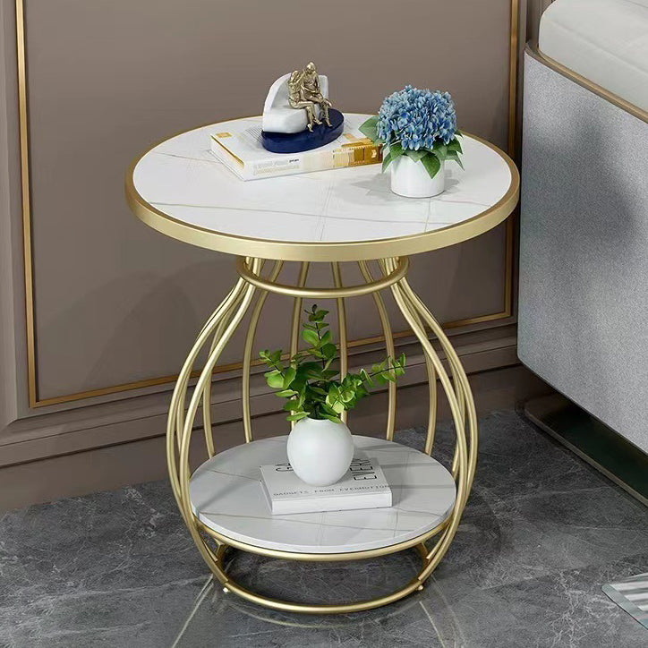 Minimalist Metal Rock Slab 2-Tier Side Table