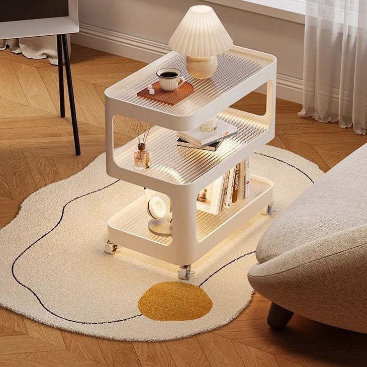 Nordic 3-tier cream end & side tables — 23.62" L x 11.81" W x 23.23" H