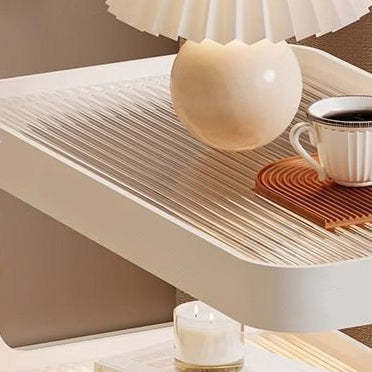 Nordic Cream Iron Glass 3-Tier Side Table