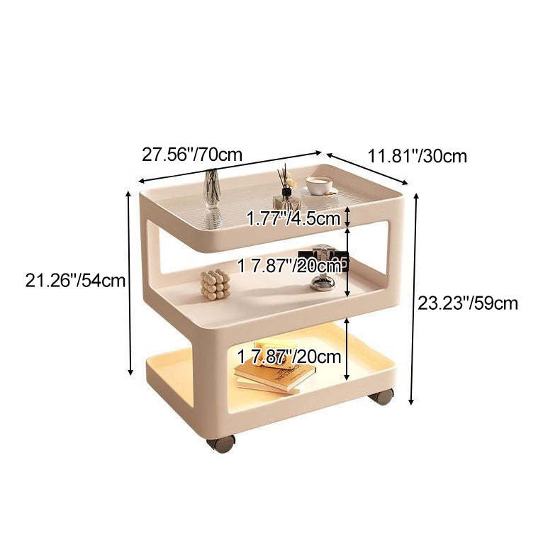 Nordic Cream Iron Glass 3-Tier Side Table