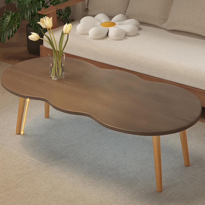 Minimalist Cloud Oval Wood 1/2-Tier Coffee Table — 1 / Walnut Color