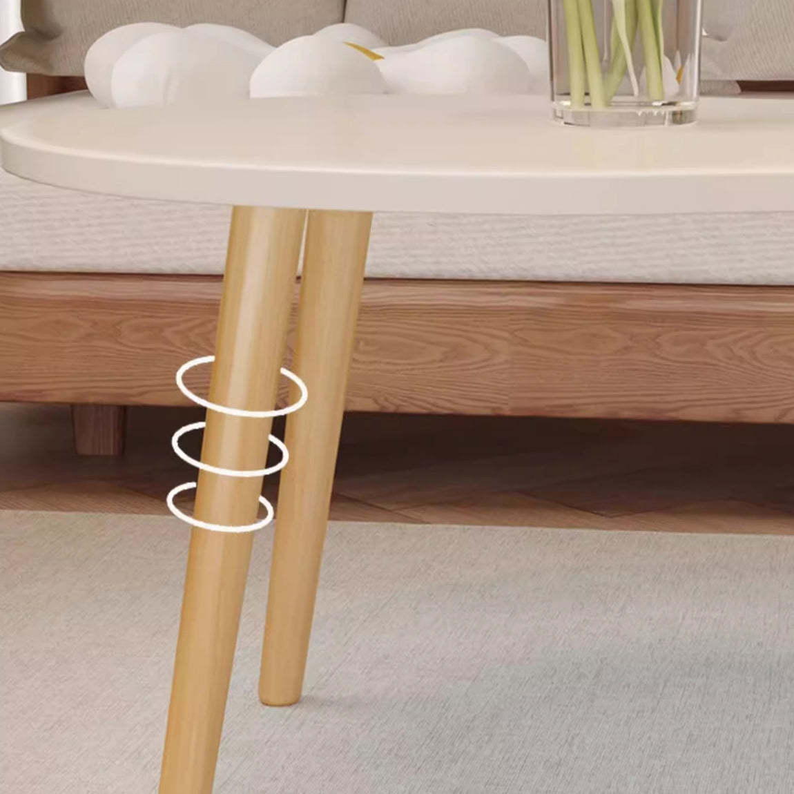 Minimalist Cloud Oval Wood 1/2-Tier Coffee Table — 1 / Original Wood Color