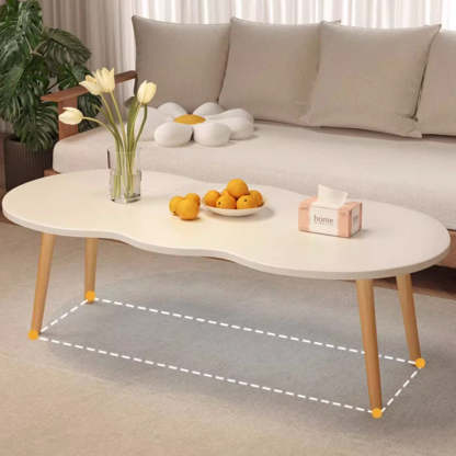 Minimalist Cloud Oval Wood 1/2-Tier Coffee Table — 2 / White