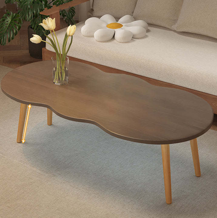 Minimalist Cloud Oval Wood 1/2-Tier Coffee Table — 1 / Walnut Color
