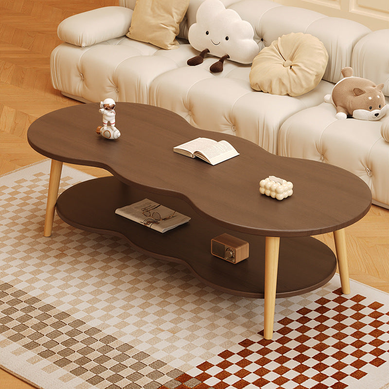 Minimalist Cloud Oval Wood 1/2-Tier Coffee Table — 1 / Original Wood Color